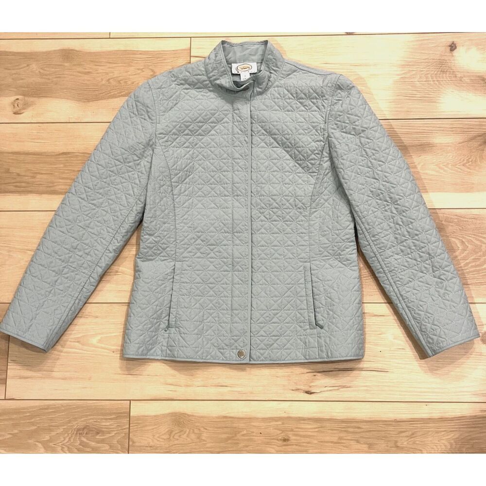 Talbots Petites 2P Lightweight Zip Quilted Riding Jacket Sea‎ Foam Green Pockets